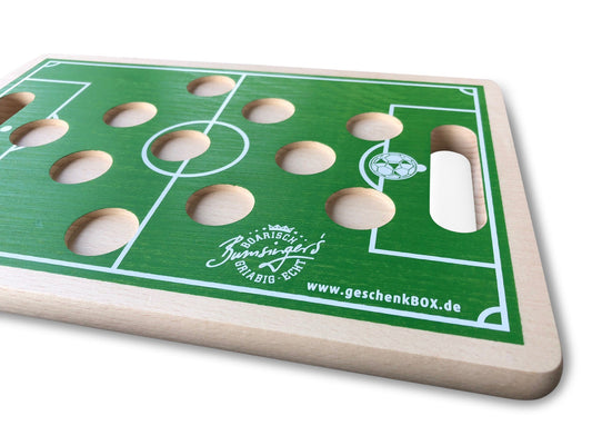 Holzbrett Schnapsbrett Fußball mit 11 Gläsern