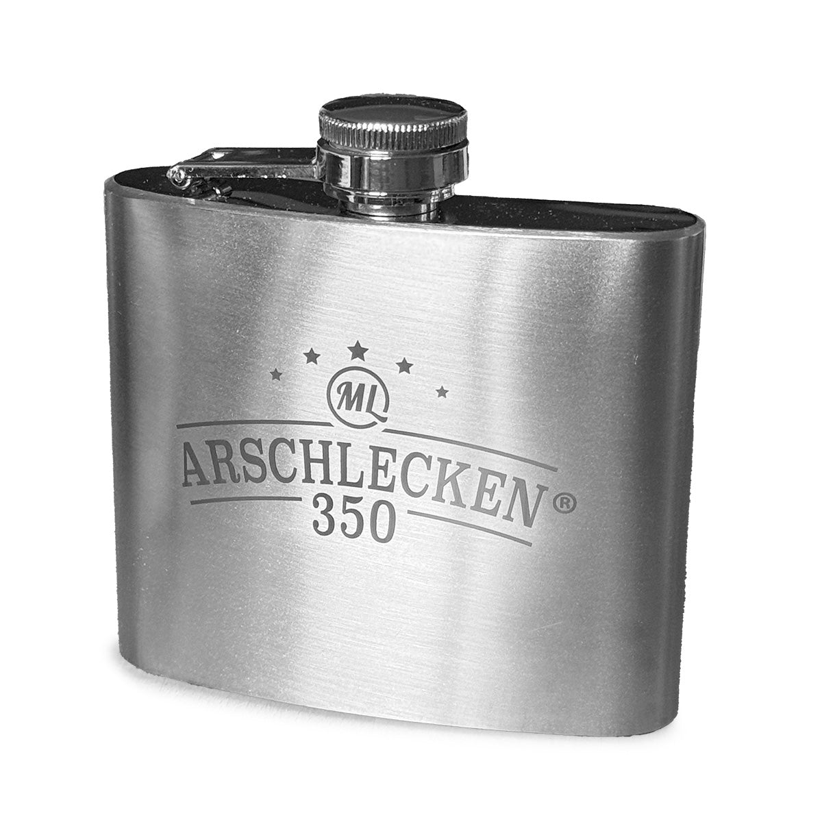 Arschlecken350  Edelstahl-Flachmann