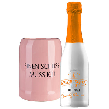 Arschlecken 350 Piccolo Prosecco Set 3 FL & Proseccokrug EINEN SCHEISS MUSS ICH