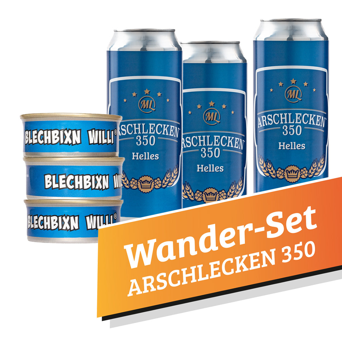 Wander-Set Arschlecken350 3x Dosen Willi mit 3 Dosen Arschlecken 350