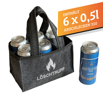 Filztasche Löschtrupp Arschlecken350 mit 6 DosenArschlecken 350 Bier 0,5l