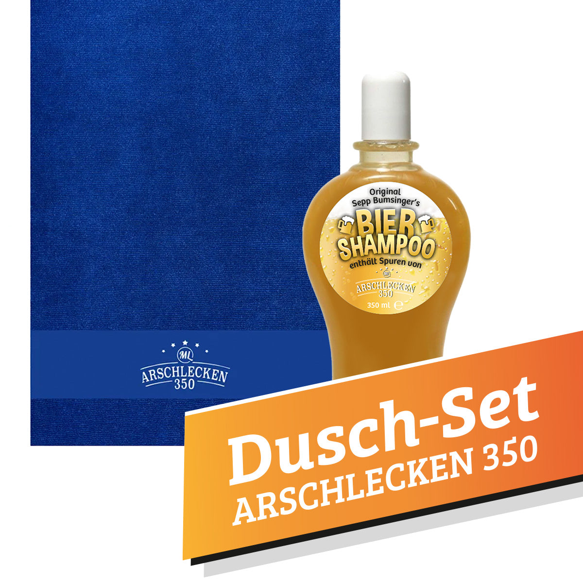 Dusch/BadeSet Arschlecken350 Handtuch und  Arschlecken350 Biershampoo
