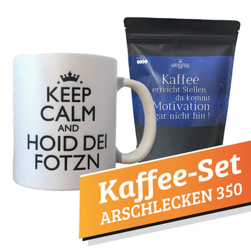 Kaffee-Set Arschlecken350 1x Tasse Keep Calm +  1 Packung Arschlecken350 Kaffee