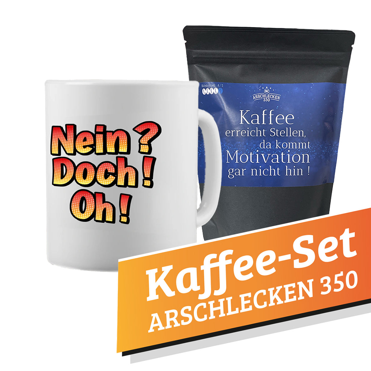 Kaffee-Set Arschlecken350 1x Tasse Nei doch oh +  1 Packung Arschlecken350 Kaffee