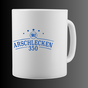 Tasse Arschlecken350 Logo blau