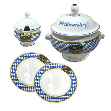 4-teiliges Bayerisches Weißwurst-Set mit Rautenrand