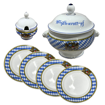 6-teiliges Bayerisches Weißwurst-Set mit Rautenrand