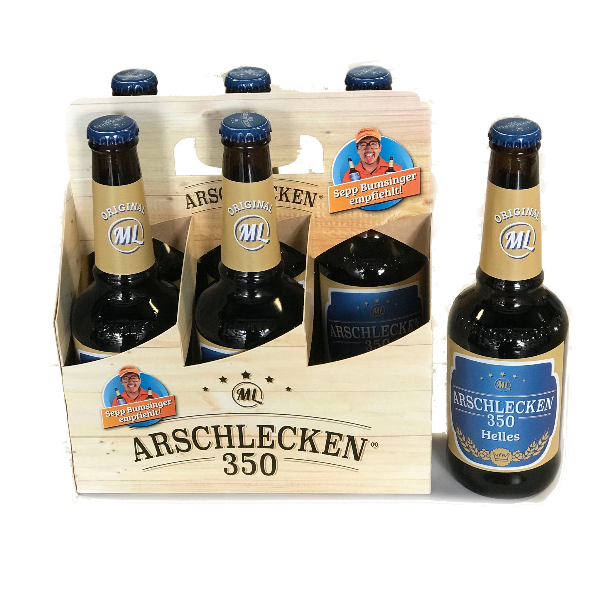 Sixpack Arschlecken 350 Bier Helles 0,33 Liter Flasche inclusive Pfand 6-er Pack
