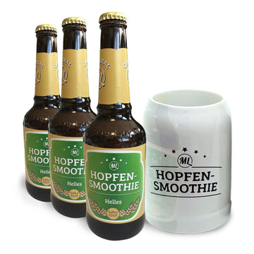 Set 3 Flaschen Hopfensmoothie und Bierkrug 0,5 Liter - Hopfensmoothie