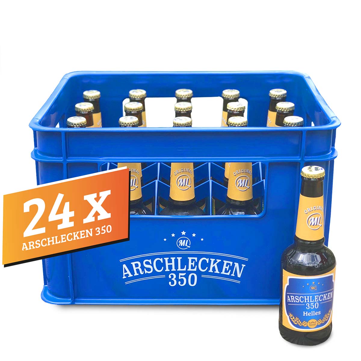 24 Flaschen Arschlecken 350 Bier Helles 0,33 Liter Flasche inclusive Pfand