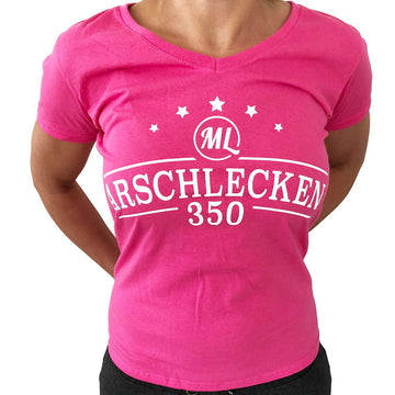 T Shirt Arschlecken350, V Neck, pink, Ladies