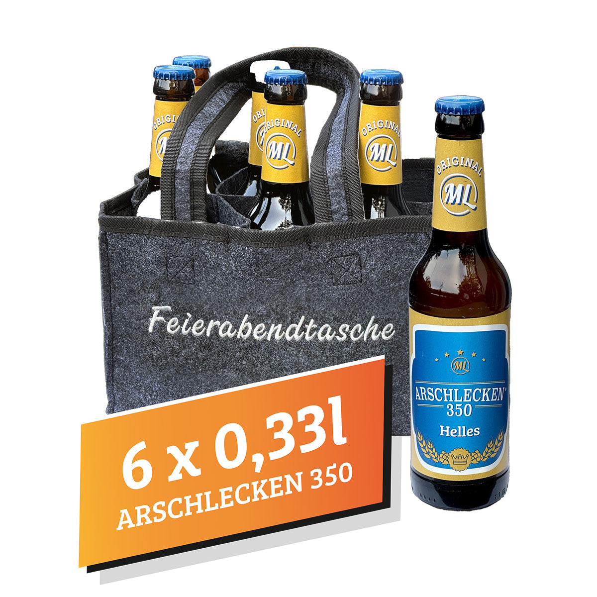 Filztasche Feierabendhandtasche mit 6 FlaschenArschlecken 350 Bier 0,33l