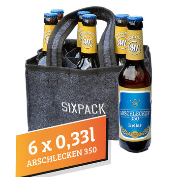 Filztasche Sixpack Arschlecken350 mit 6 FlaschenArschlecken 350 Bier 0,33l