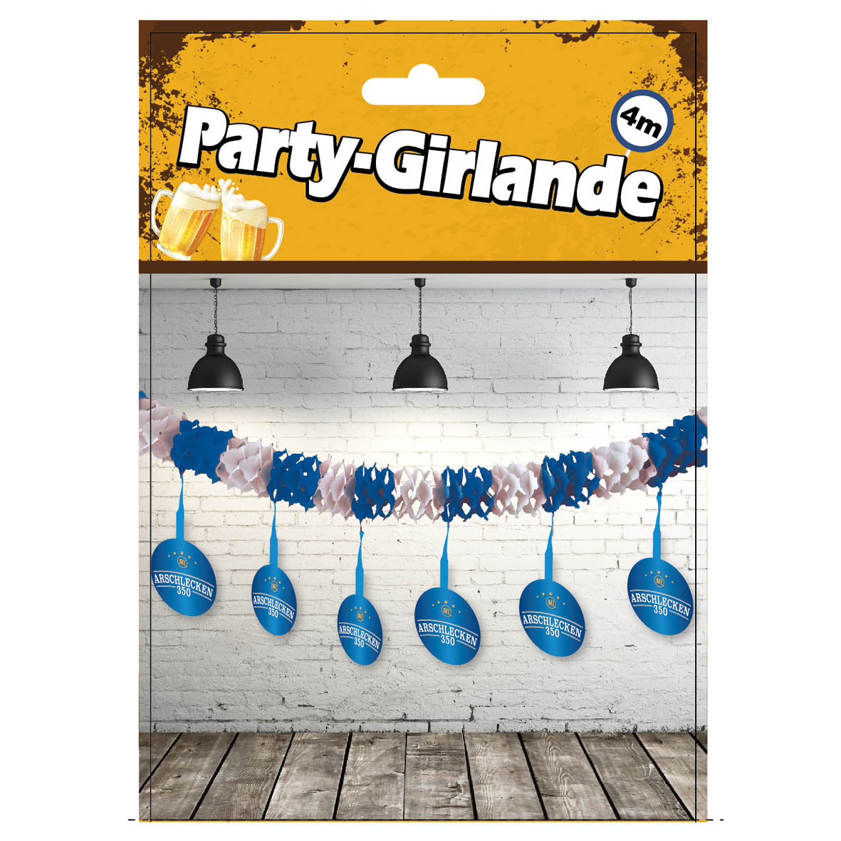 Party-Girlande Arschlecken 350, Papier, 4m lang